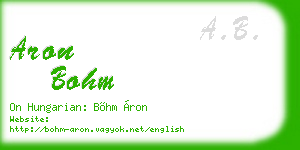 aron bohm business card